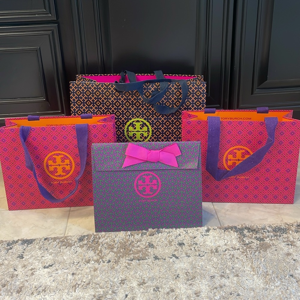 4 TORY BURCH SHOPPING BAGS! Perfect condition! MULTIPLE SIZES!